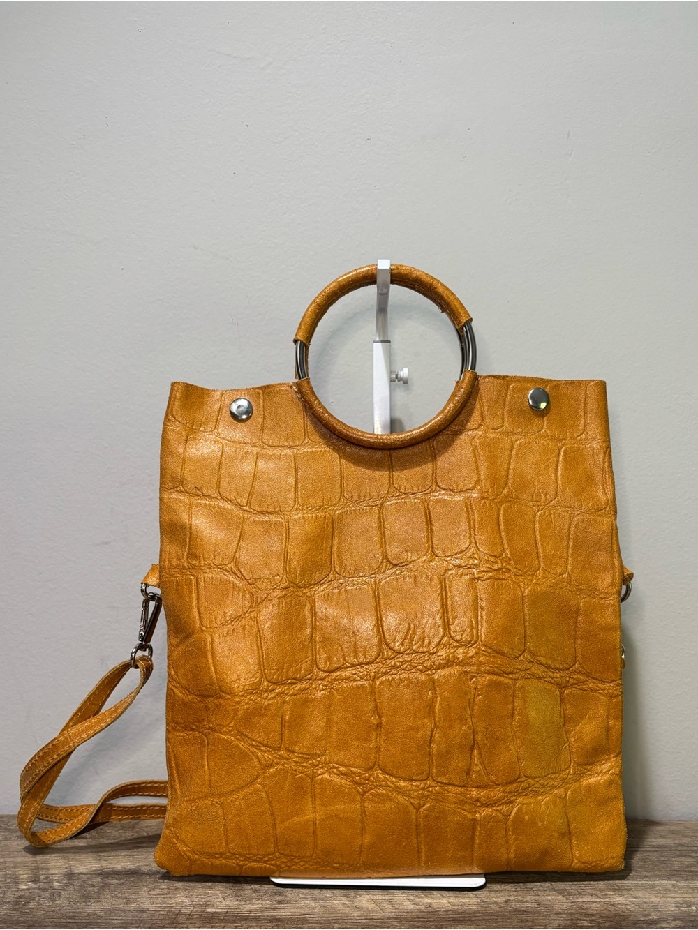 Borse In Pelle Leather Croc Print Shopper Bag - Picture 10 of 11